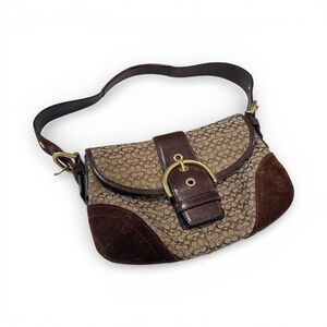 Coach Vintage Soho 6808 Signature Canvas and Suede Buckle Shoulder Bag